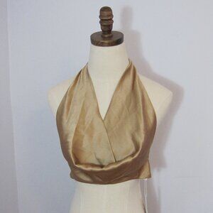 Frankie’s Bikinis Matilda Silk Top Gold Size S NWT